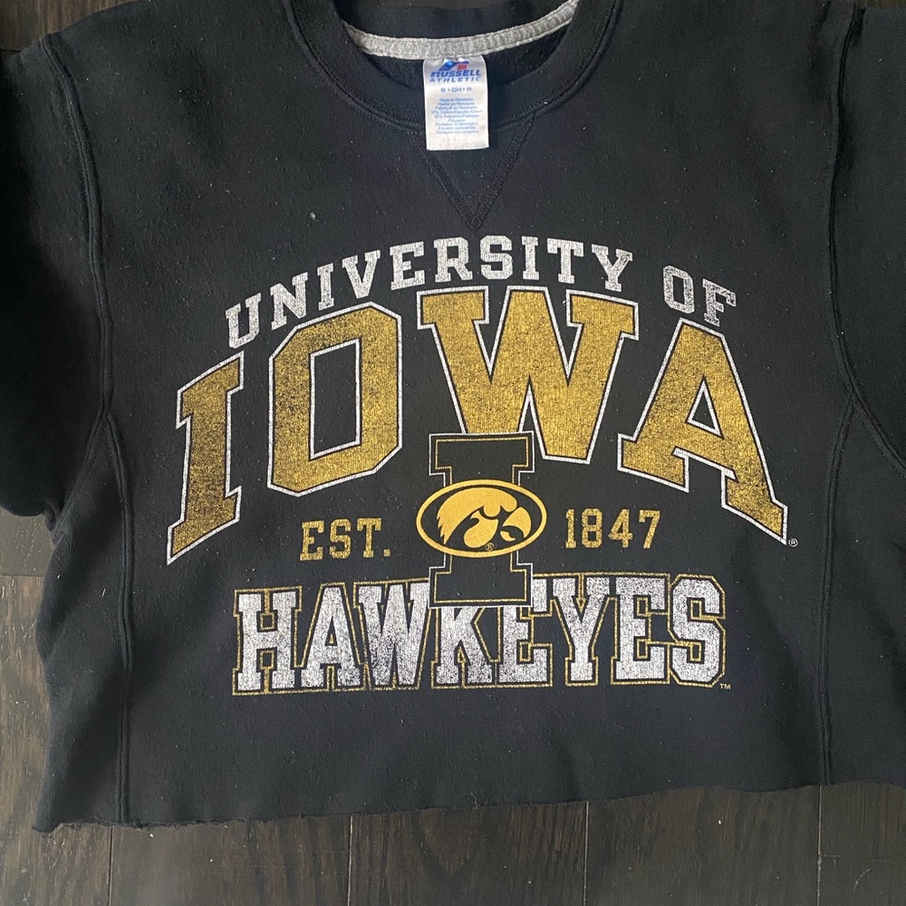 University of Iowa Hawkeyes cropped sweatshirt.